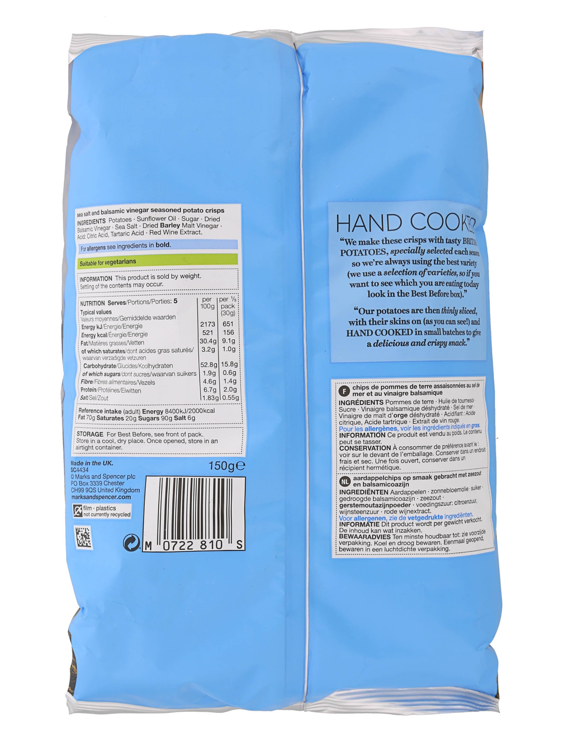 Hand Cooked Sea Salt & Balsamic Vinegar Crisps Marks & Spencer Cyprus