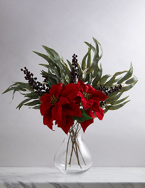 Set of 2 Poinsettia Single Stems