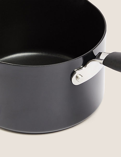 Black Aluminium 16cm Small Non-Stick Saucepan