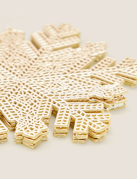 Set of 4 Snowflake Metallic Gold Coasters