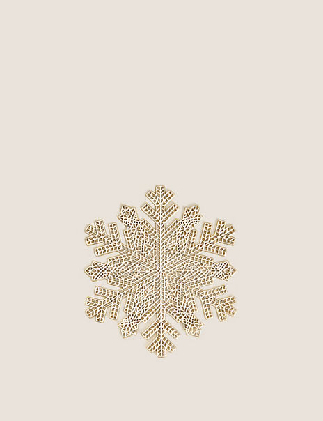 Set of 4 Snowflake Metallic Gold Coasters