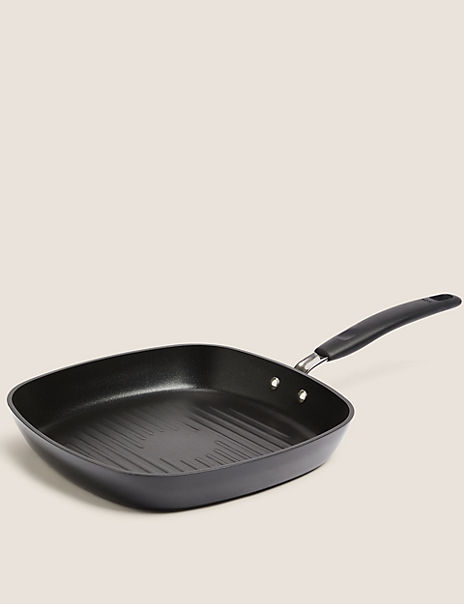  Black Aluminium 26cm Large Non-Stick Griddle Pan 
