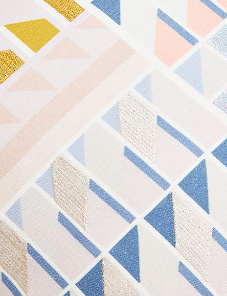 Cotton Geometric Embroidered Cushion