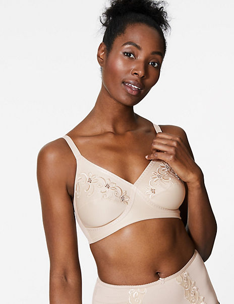 Embroidered Crossover Non-Wired Full Cup Bra A-E