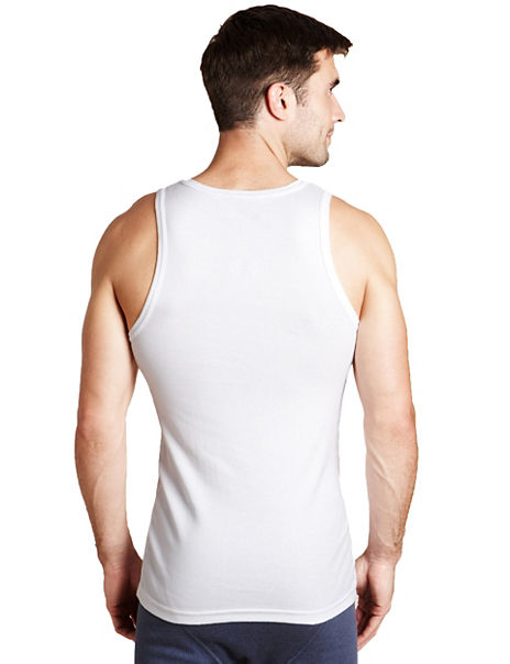 3pk Pure Cotton Sleeveless Vests