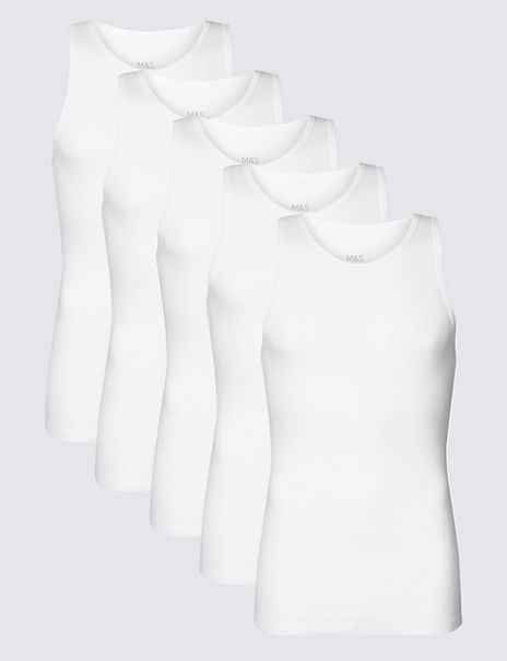 5 Pack Cotton Sleeveless Vests
