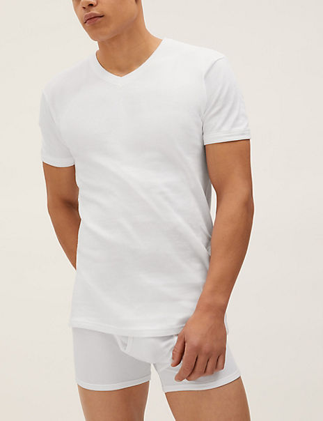 3 Pack Pure Cotton V-Neck T-Shirt Vests