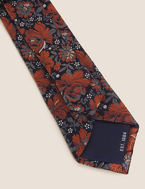 Slim Floral Pure Silk Tie