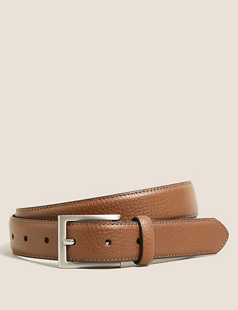 Textured Leather Slim Belt