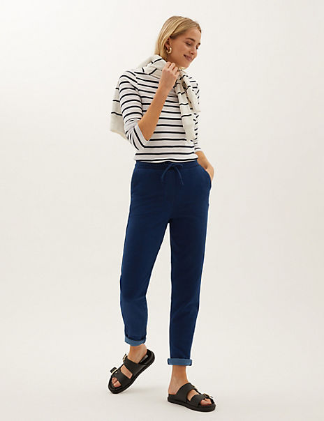 Cotton Blend Slim Fit Ankle Grazer 