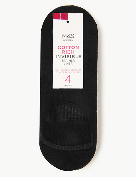 4pk Cotton Invisible Trainer Liners