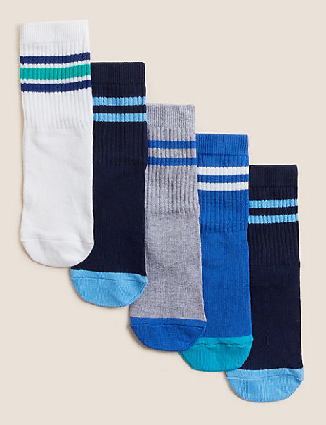 5pk Cotton Rich Ribbed Socks