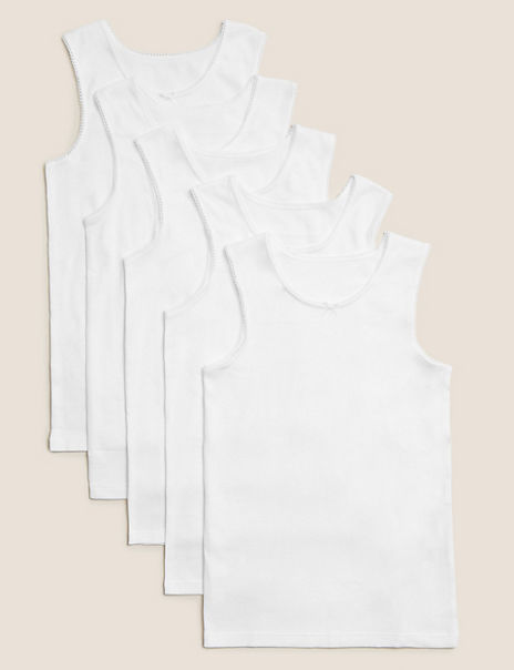 5 Pack Pure Cotton Vests (2-16 Years)