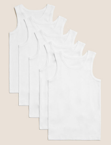 5 Pack Pure Cotton Vests (2-16 Years)