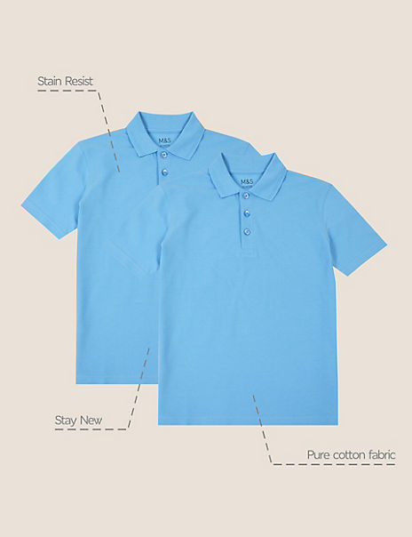 2 Pack Boys’ Stain Resist Polo Shirts