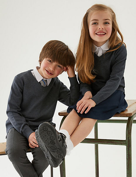 2pk Unisex Pure Cotton School Jumper (3-18 Yrs), M&S Collection