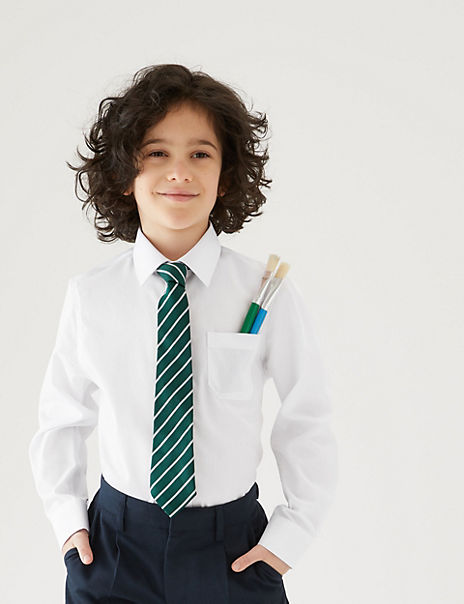 3pk Boys Plus Fit Easy Iron School Shirts 4-18 Yrs Marks & Spencer Boys Clothing Shirts Long sleeved Shirts 