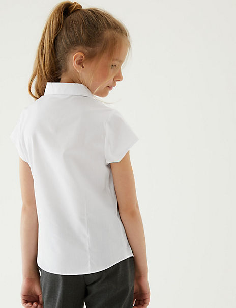 2pk Girls’ Cap Sleeve Easy Iron School Shirts (5-16 Yrs)