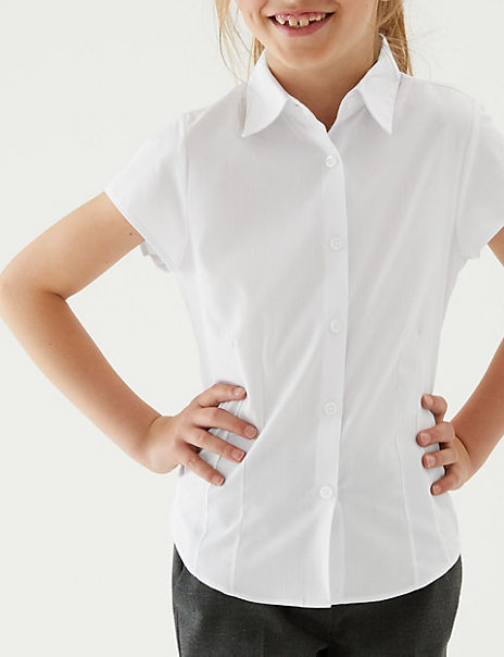 2pk Girls’ Cap Sleeve Easy Iron School Shirts (5-16 Yrs)