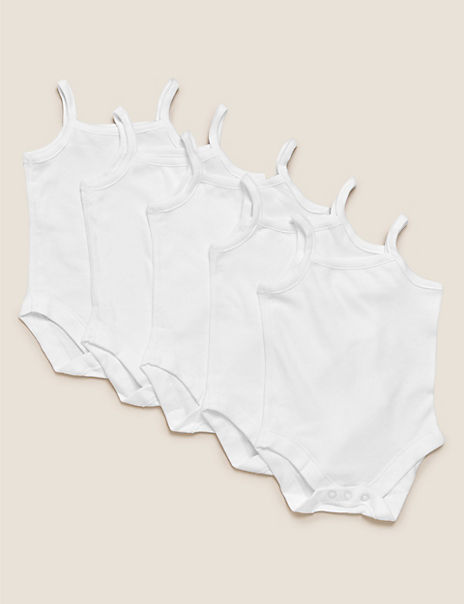 5 Pack Organic Cotton Strappy Bodysuits (6½lbs-3 Yrs) 5 Pack Organic Cotton Strappy Bodysuits (6½lbs-3 Yrs)