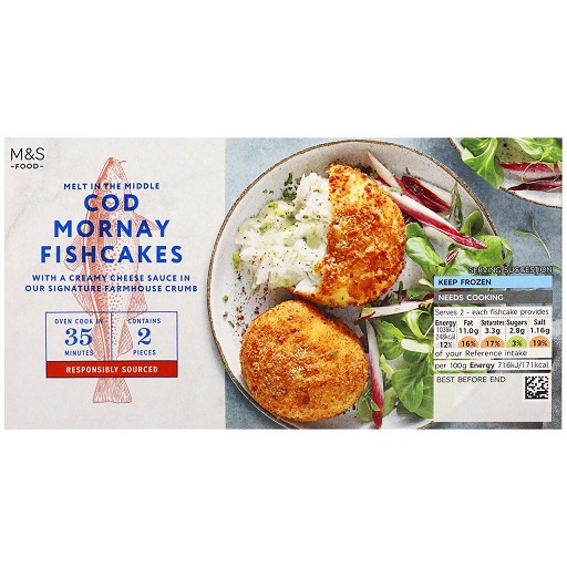 2 Cod Mornay Fishcakes Melt in the Middle