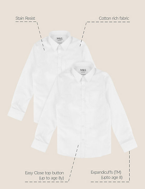 2pk Boys’ Slim Fit Non-Iron School Shirts (5-16 Yrs)