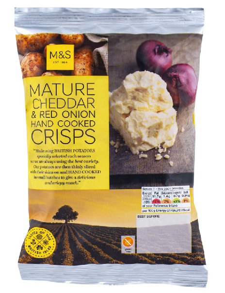  Hand Cooked Mature Cheddar and Onion Crisps 