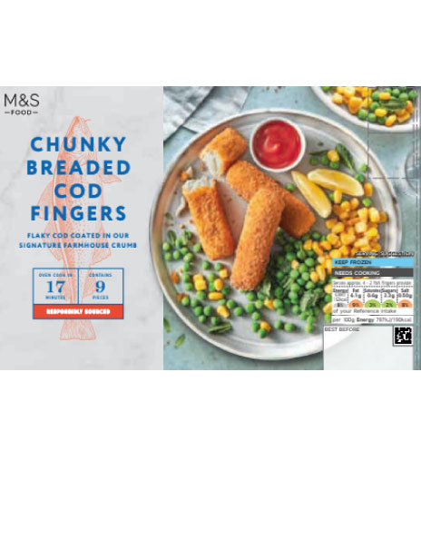 9 Chunky Breaded Cod Fish Fingers
