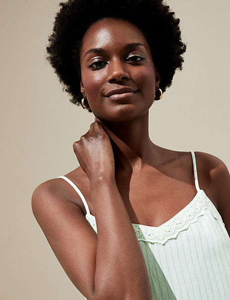 Linen Blend Striped V-Neck Cami Top