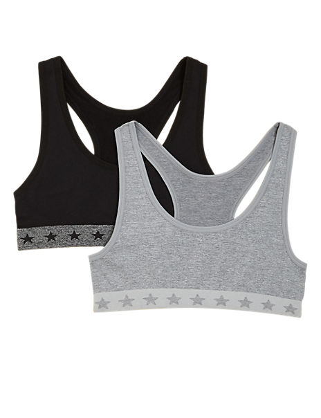 2P SF Star Trim Crop Top (6-16 Yrs)