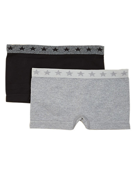 2pk Seamfree Star Trim Shorts (6-16 Yrs)