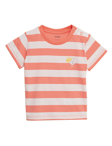 Pure Cotton Striped Pelican T-Shirt (0-3 Yrs)