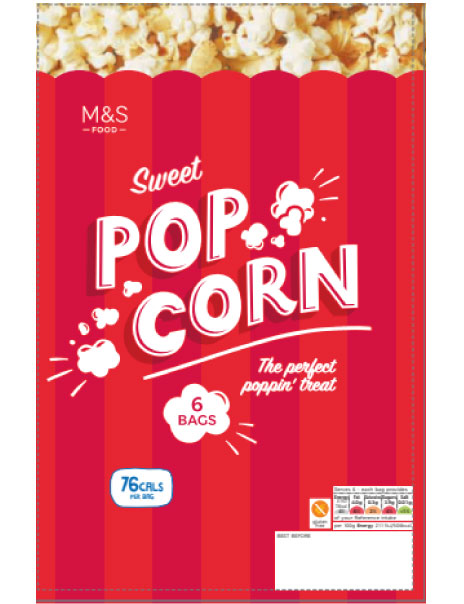 6 Bags Sweet Popcorn