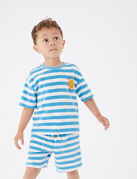 Cotton Rich Towelling Striped Shorts (2-7 Yrs)