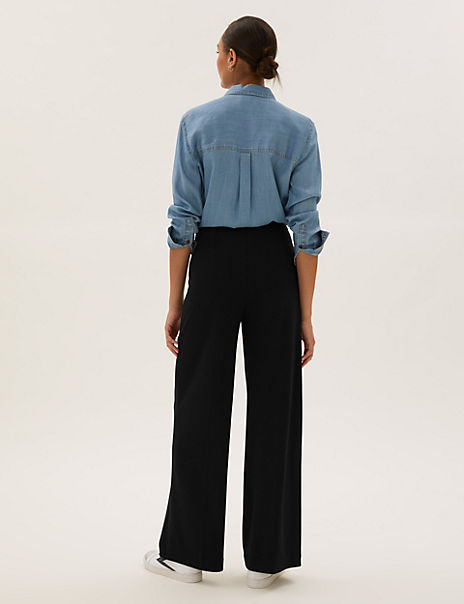 Jersey Wide Leg Trousers with Stretch