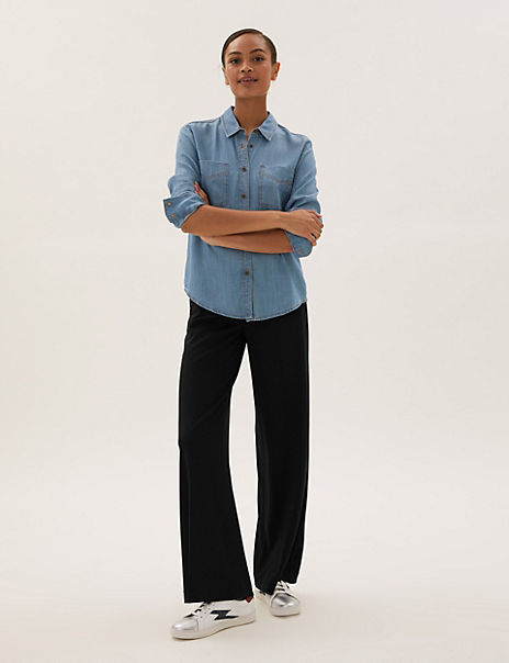 Jersey Wide Leg Trousers with Stretch