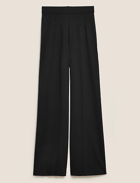 Jersey Wide Leg Trousers with Stretch