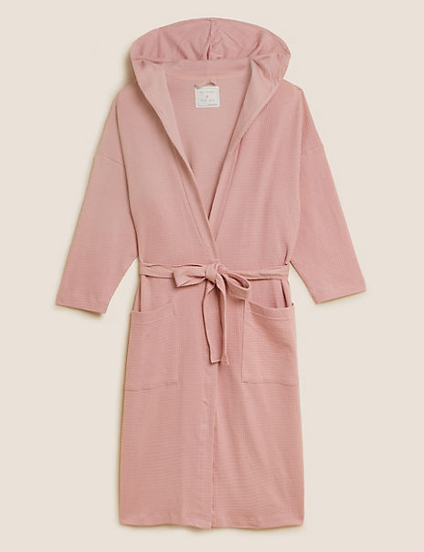 Jersey Waffle Long Dressing Gown