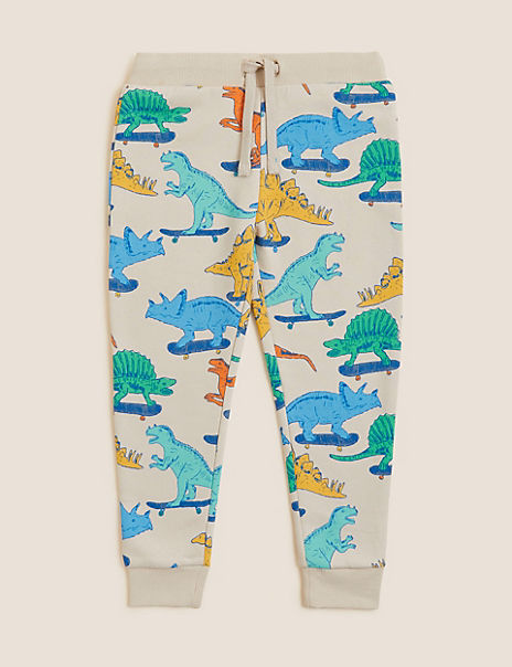 Marks & Spencer Boys Clothing Pants Sweatpants Cotton Rich Dinosaur Joggers 2-7 Yrs 