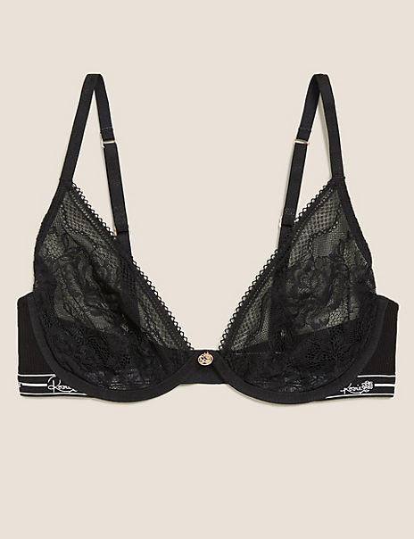 Lace Wired Plunge Bra A-E