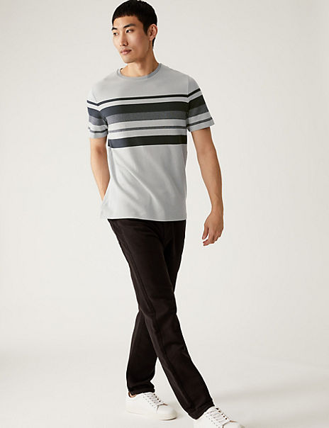 Pure Cotton Striped Double Knit T-Shirt
