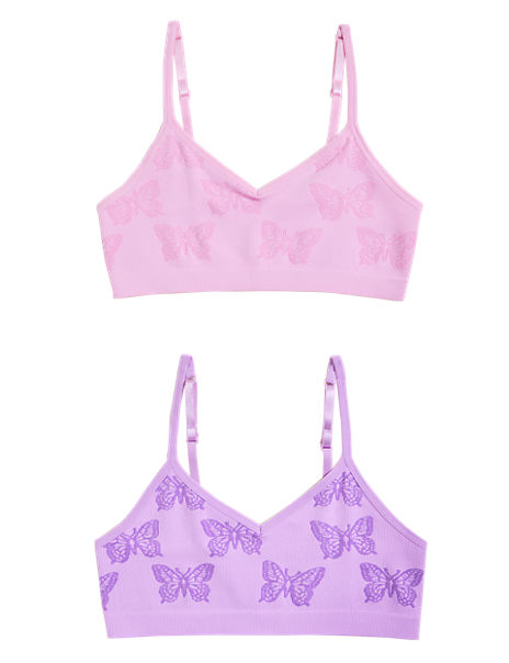 2pk Seamfree Butterfly Crop Tops (9-16 Yrs)