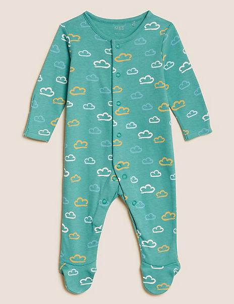 3pk Pure Cotton Patterned Sleepsuits (6½lbs – 3 Yrs)