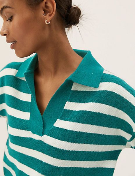 Recycled Blend Striped Collared Jumper