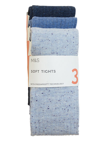 3pk Cotton Blend Ribbed Tights (2 – 14 Yrs)