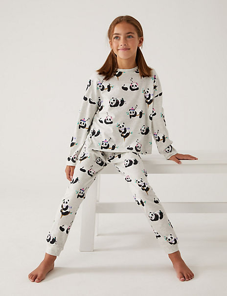2pk Cotton Rich Panda Pyjamas (6-16 Yrs)