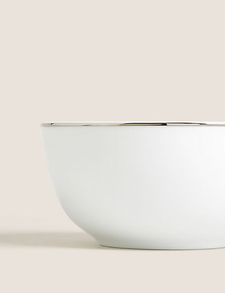 Set of 4 Platinum Rim Cereal Bowls