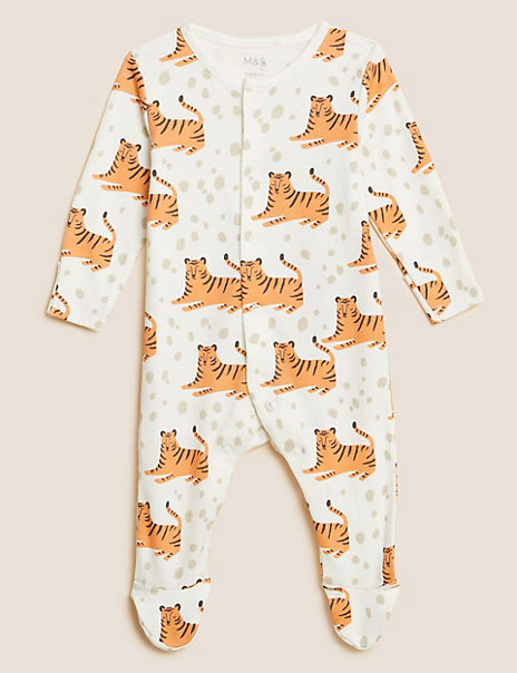 3pk Pure Cotton Animal Sleepsuits (6½lbs – 3 Yrs)