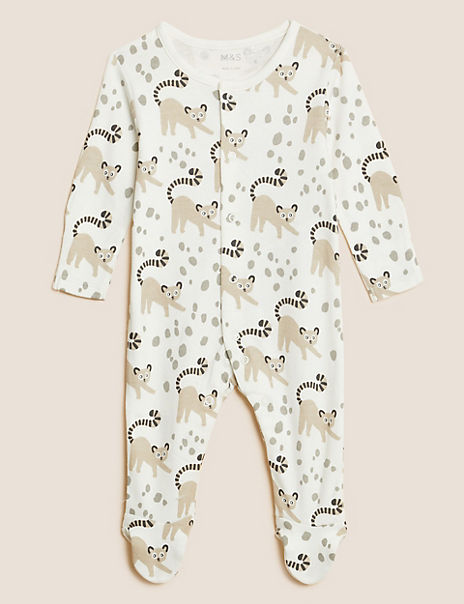 3pk Pure Cotton Animal Sleepsuits (6½lbs – 3 Yrs)