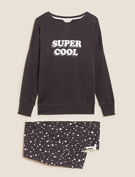 Pure Cotton Super Cool Slogan Pyjama Set